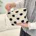 Fashion Retro Striped Clutch Bag Women Cosmetic Bag Plush Toiletry Bag Makeup Bags Makeup Pouch Case Travel Cosmetic Organizer